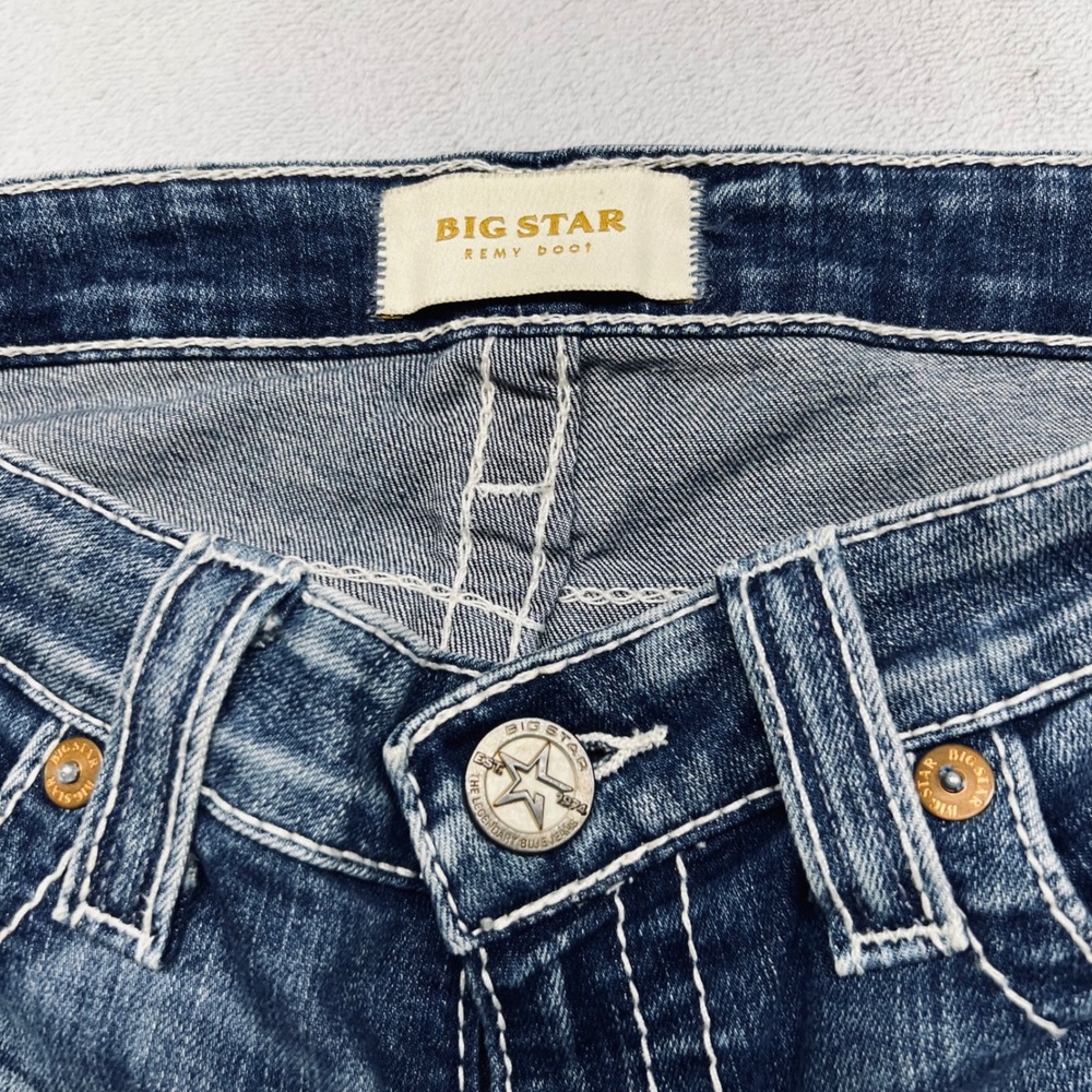Big Star Remy Boot Women's Jeans 27L Thick Stitch Flap Pocket Western Bootcut - Picture 2 of 13